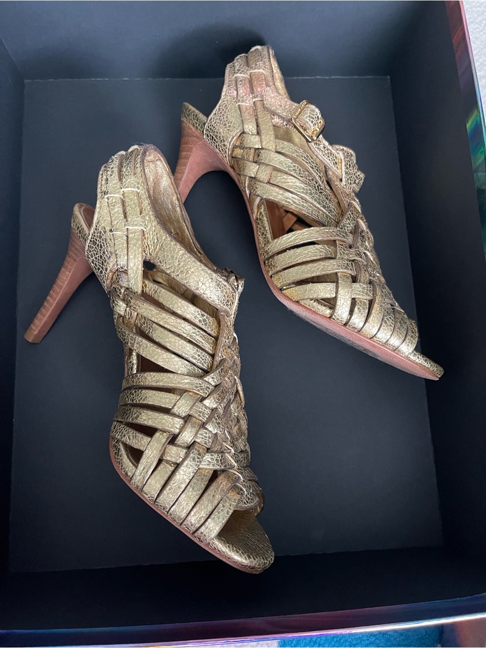 Tory Burch Metallic Gold Knot Slingback Heels